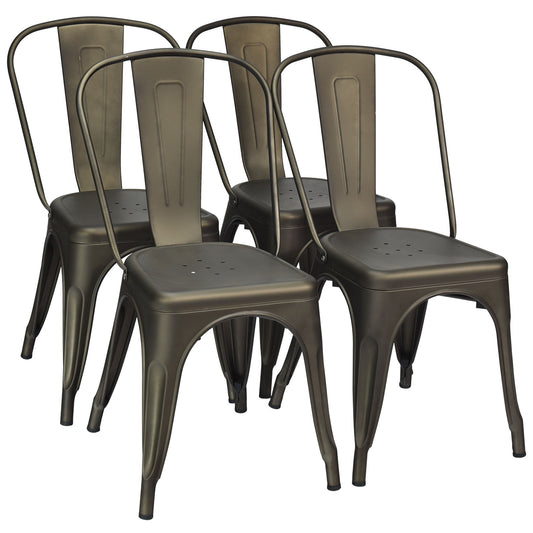 Topbuy Patio Chairs Set of 4 Stackable Side Dining Chair Bistro Cafe