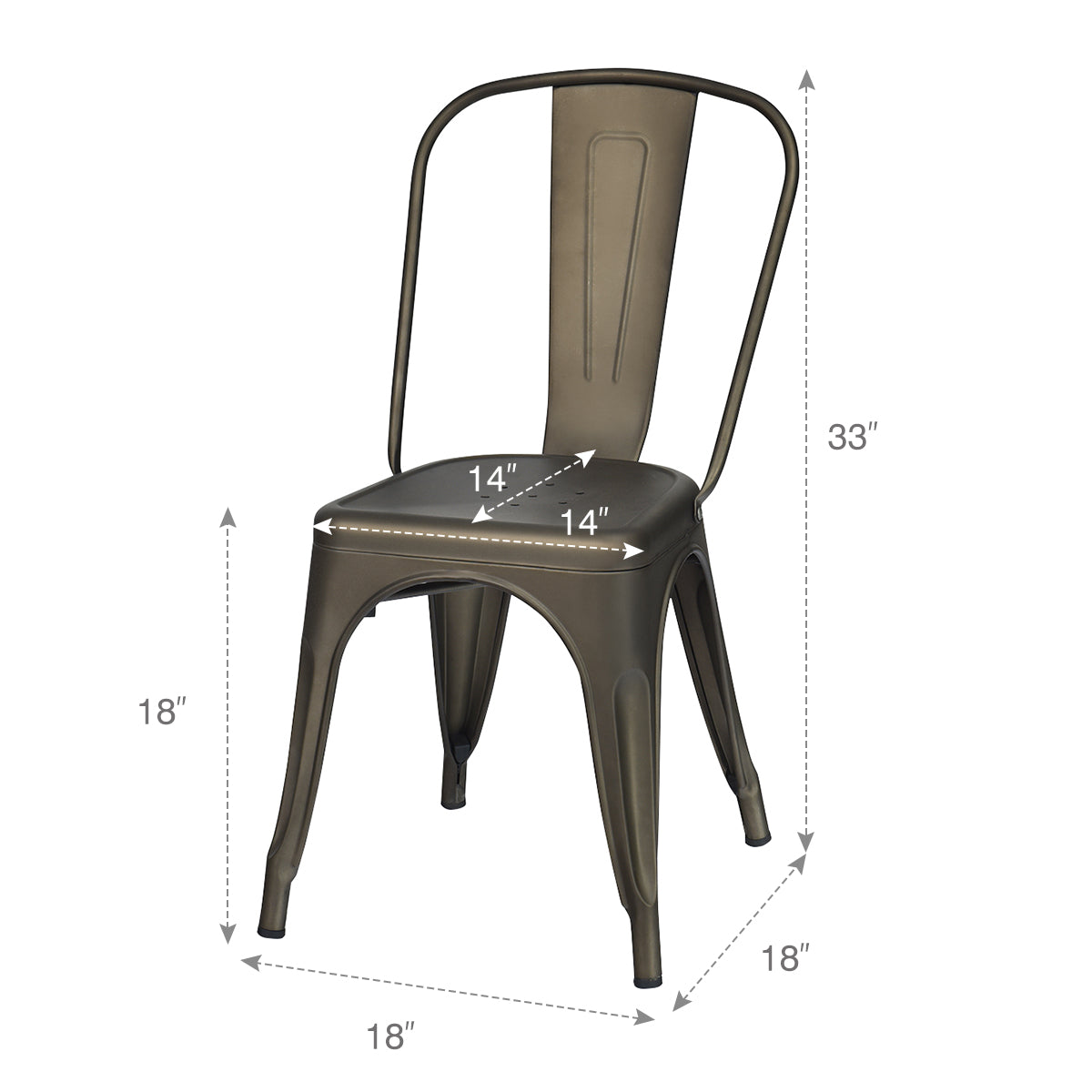 Topbuy Patio Chairs Set of 4 Stackable Side Dining Chair Bistro Cafe