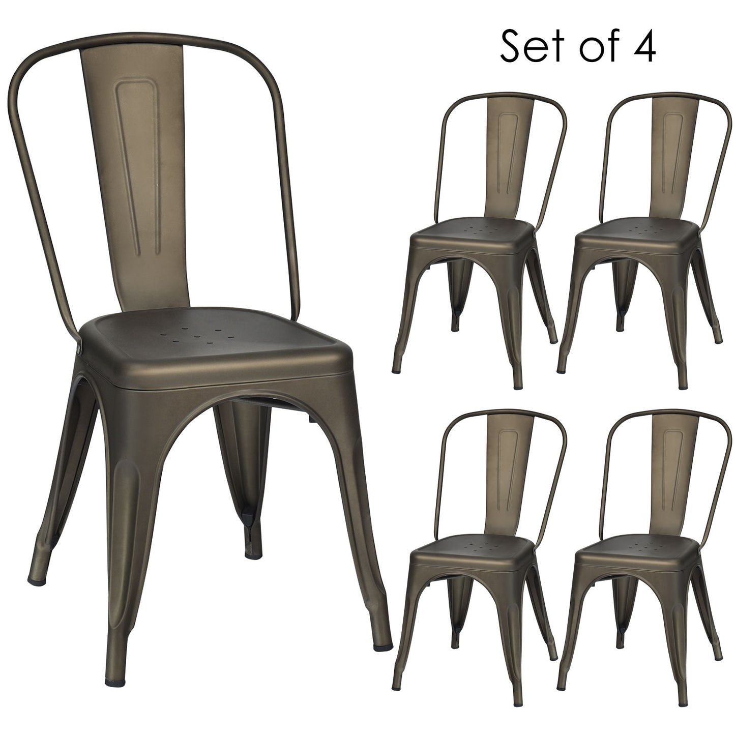 Topbuy Patio Chairs Set of 4 Stackable Side Dining Chair Bistro Cafe