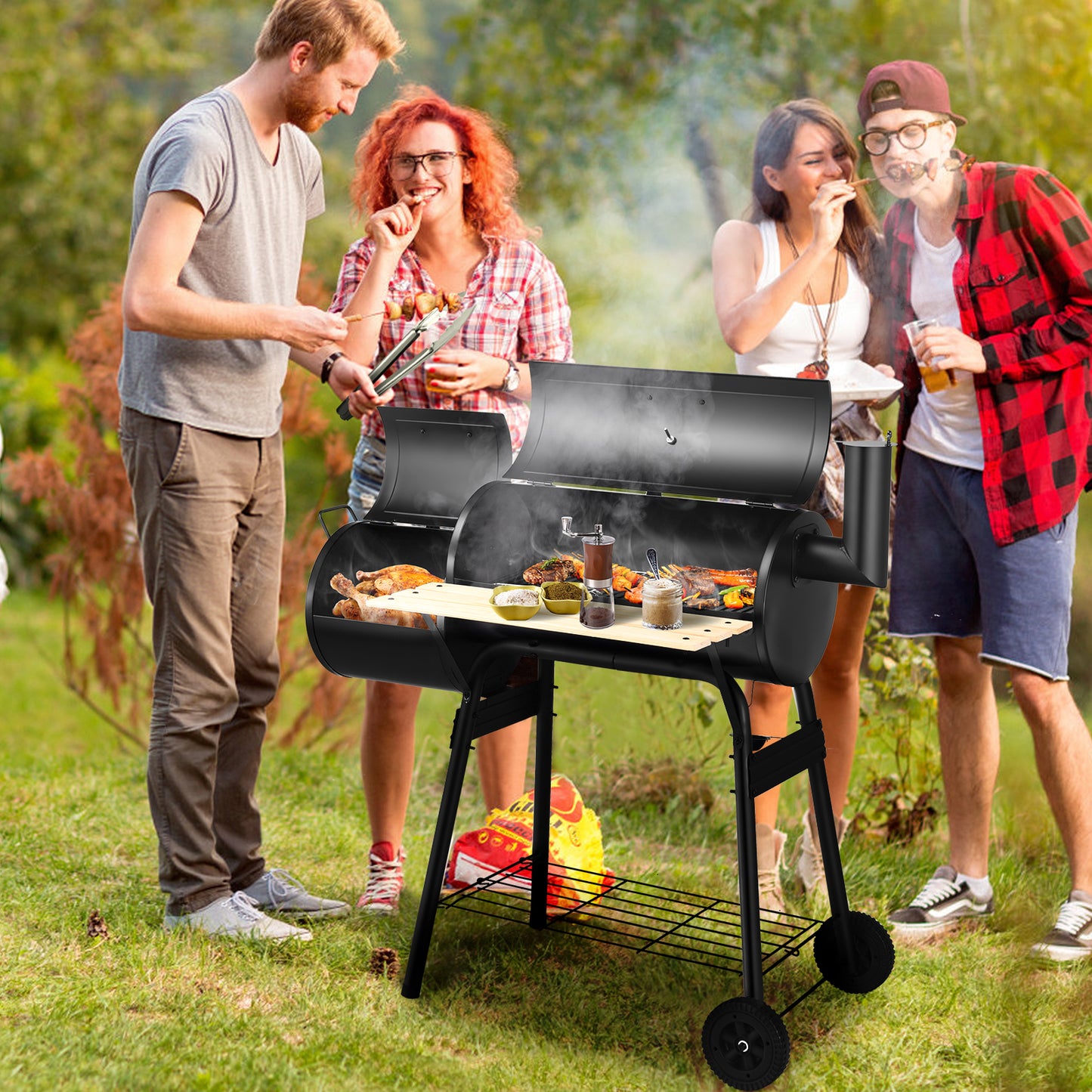 Topbuy BBQ Grill Charcoal Barbecue Meat Smoker Backyard Camping