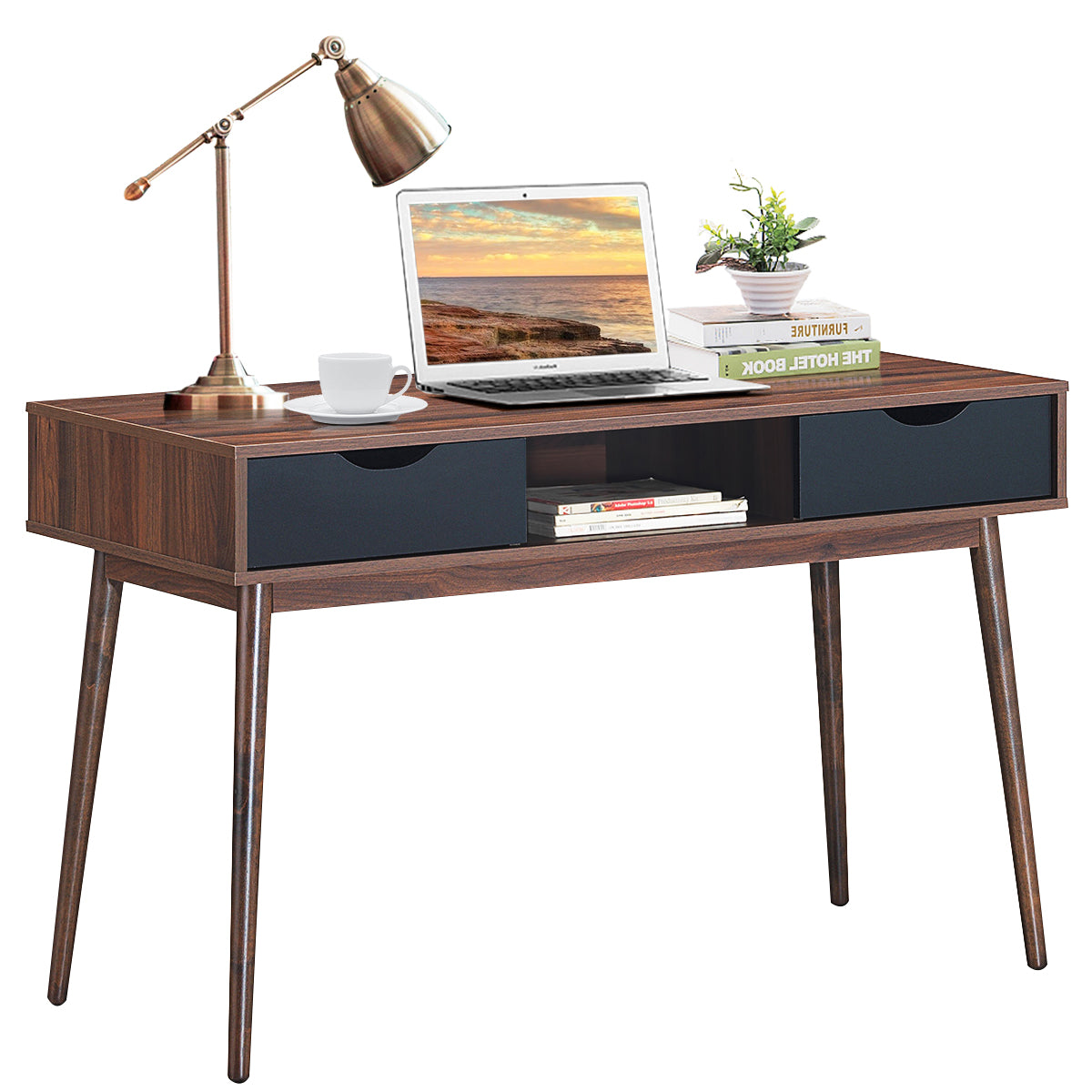 Topbuy Home Office Computer Desk Writing Table with 2 Drawers