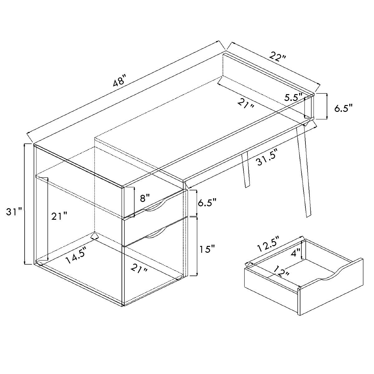 Topbuy Multipurpose Writing Computer Desk with Drawers & Cabinets