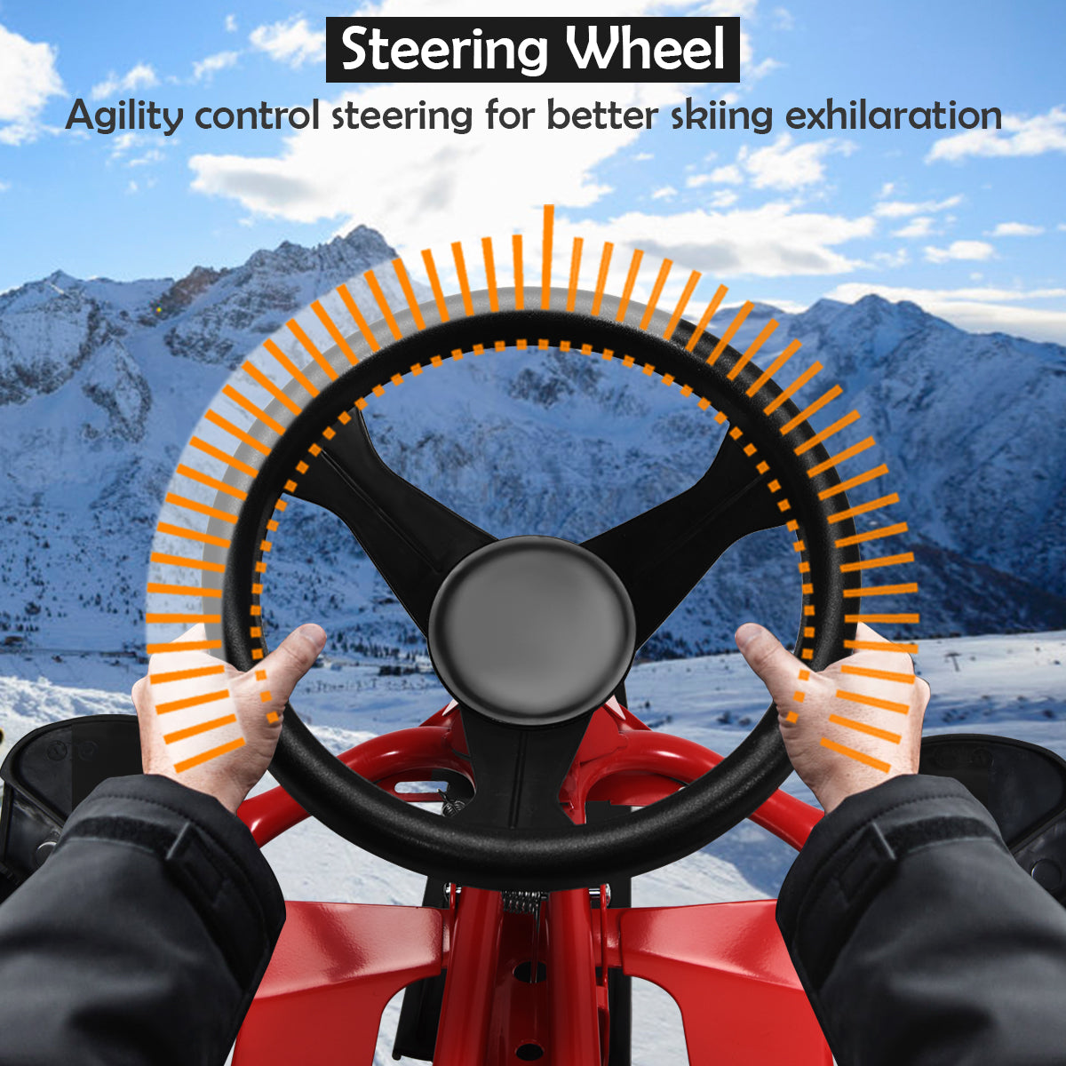 Topbuy Snow Racer Ski Sled Steering Wheel & Double Brakes for Kids