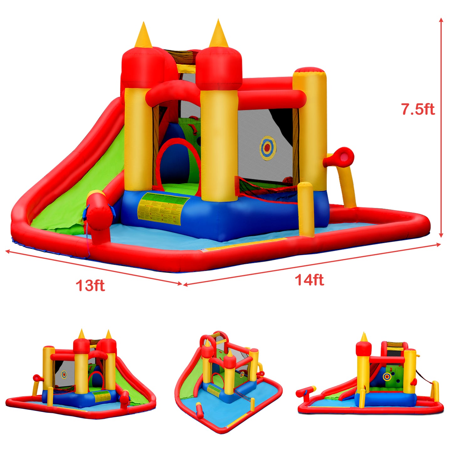 Topbuy Inflatable Water Slide Jumping Bounce House with 740w Blower