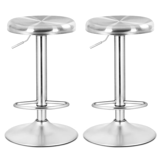 Topbuy Set of 2 Swivel Bar Stools Adjustable Brushed Stainless Steel