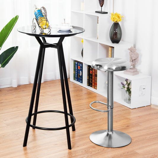 Topbuy Set of 2 Swivel Bar Stools Adjustable Brushed Stainless Steel