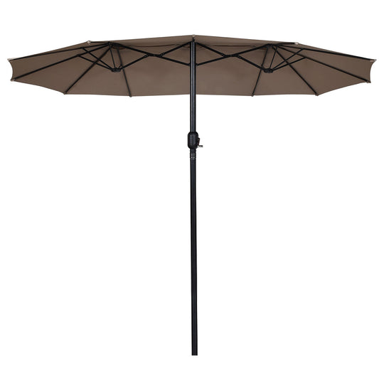 Topbuy 15' Patio Umbrella Double-Sided Outdoor Shade Offset Tan