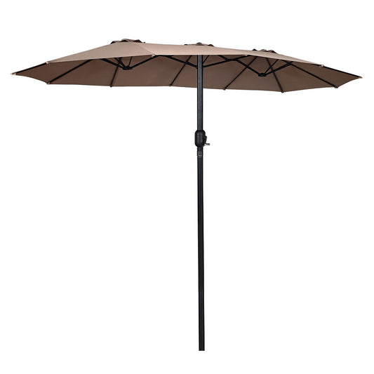 Topbuy 15' Patio Umbrella Double-Sided Outdoor Shade Offset Tan