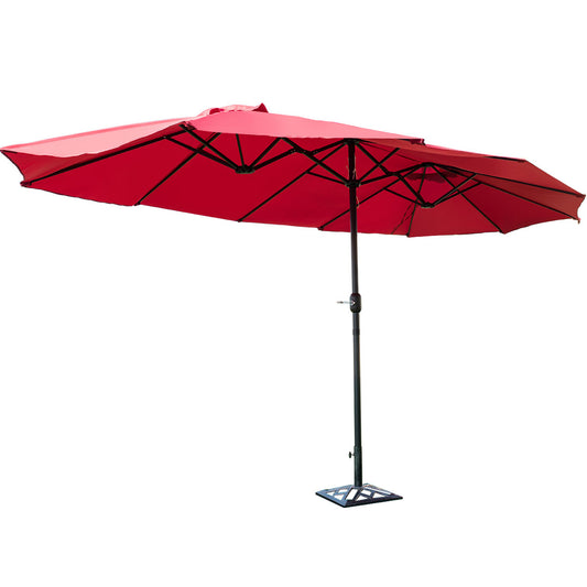 Topbuy 15 ft Outdoor Patio Umbrella Double-Sided Shade Offset Wine Red