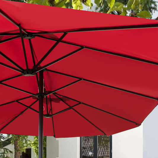 Topbuy 15 ft Outdoor Patio Umbrella Double-Sided Shade Offset Wine Red