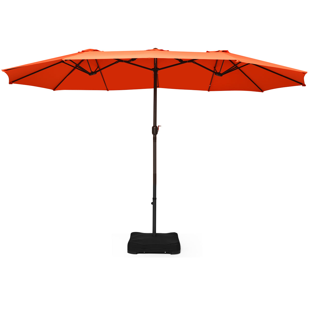 Topbuy 15Ft Outdoor Double-Sided Patio Umbrella Sunshade w/ Base Orange/Tan/Wine/Beige