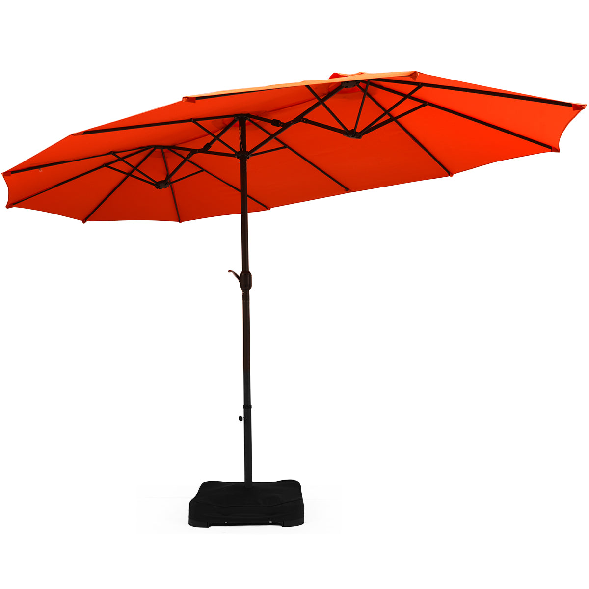 Topbuy 15Ft Outdoor Double-Sided Patio Umbrella Sunshade w/ Base Orange/Tan/Wine/Beige