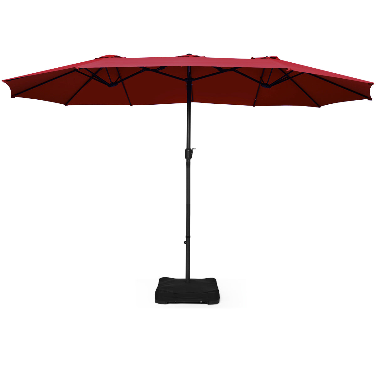 Topbuy 15Ft Outdoor Double-Sided Patio Umbrella Sunshade w/ Base Orange/Tan/Wine/Beige