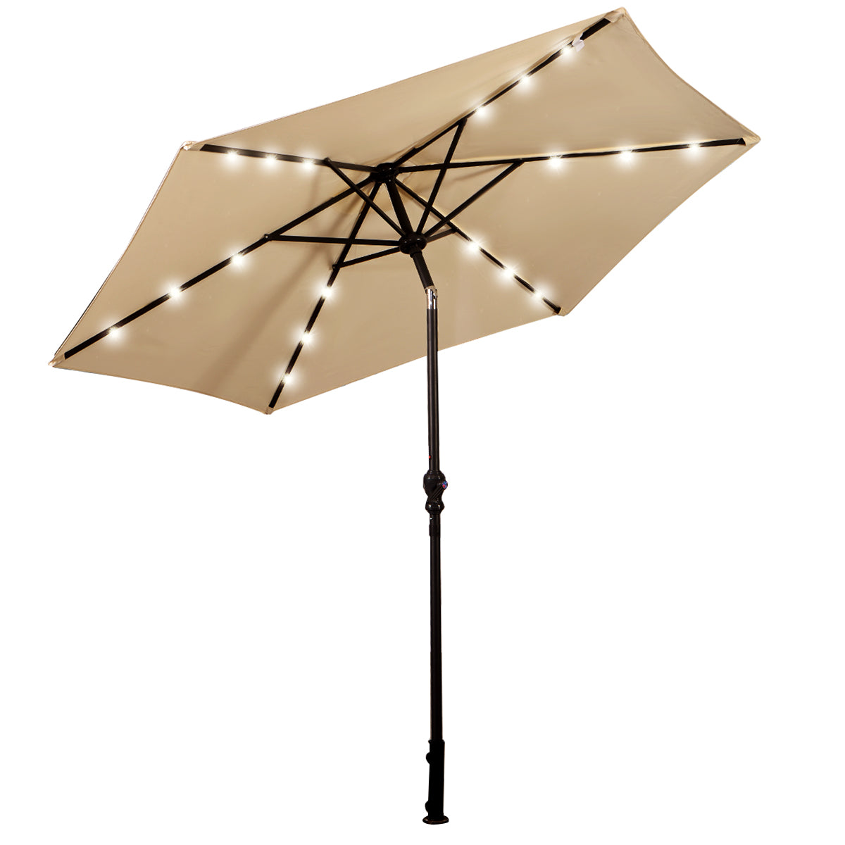 Topbuy 9'Outdoor Patio Umbrella Offset w/LED Light Beige/Burgundy/Tan No Base