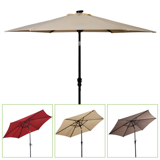 Topbuy 9'Outdoor Patio Umbrella Offset w/LED Light Beige/Burgundy/Tan No Base