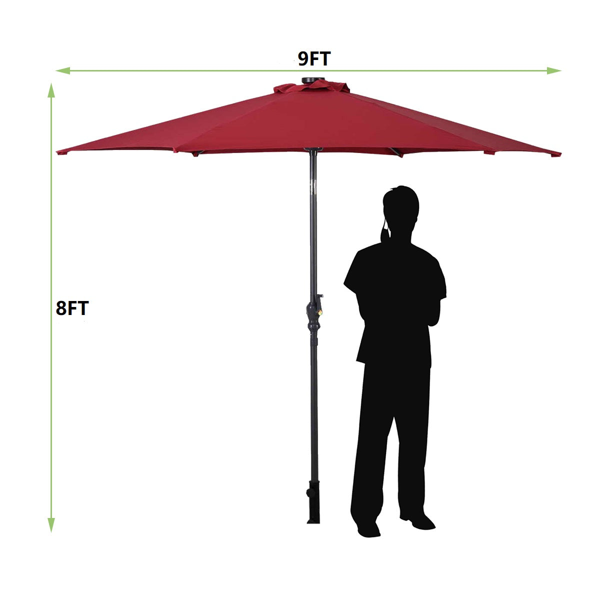 Topbuy 9'Outdoor Patio Umbrella Offset w/LED Light Beige/Burgundy/Tan No Base