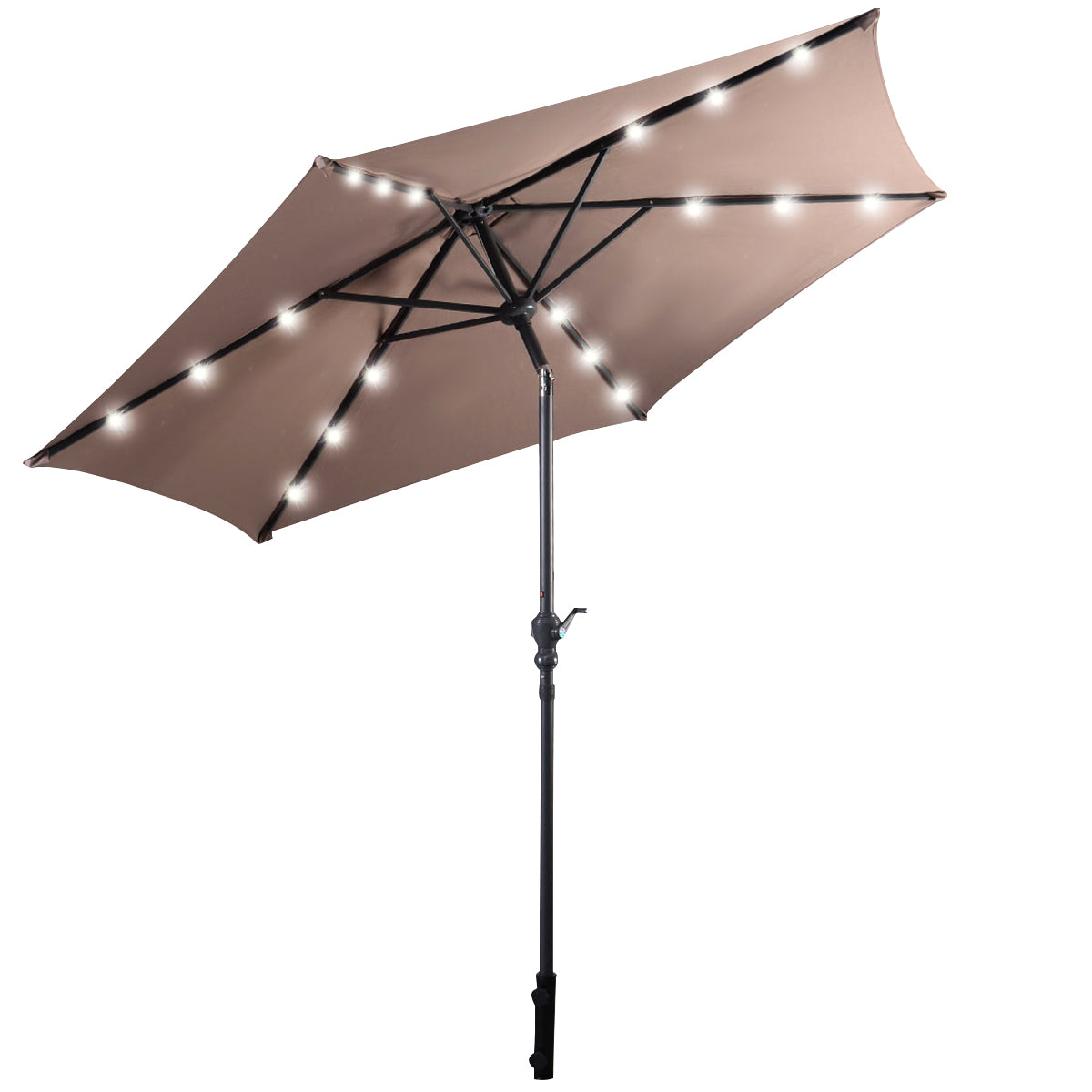 Topbuy 9'Outdoor Patio Umbrella Offset w/LED Light Beige/Burgundy/Tan No Base