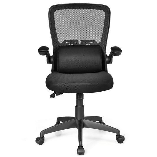 Topbuy Mid Back Adjustable Mid Back Mesh Office Chair with Flip up Armrest Black