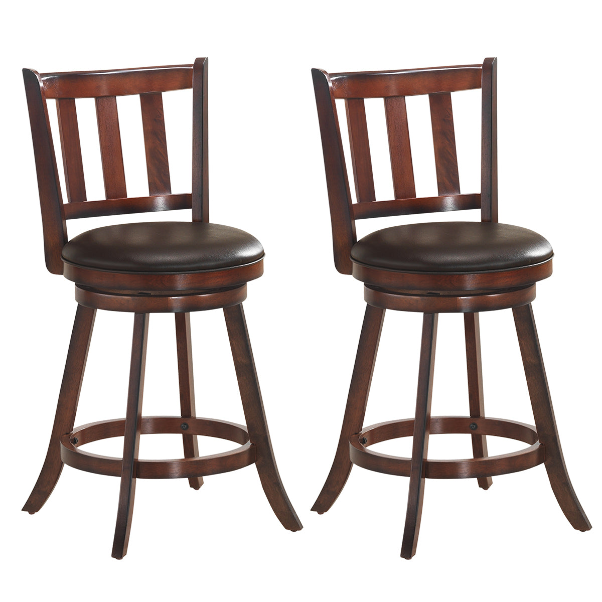 Topbuy 25'' Swivel Bar Stool Padded Dining Kitchen Pub Bistro Chair Set of 2