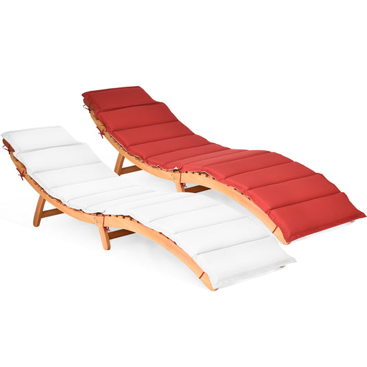 Topbuy Folding Wood Lounge Outdoor Wooden Chaise Chair with Cushion