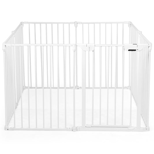 Topbuy 8-Panel Baby Safety Playards Foldable Playpen for Baby & Pet White/Black