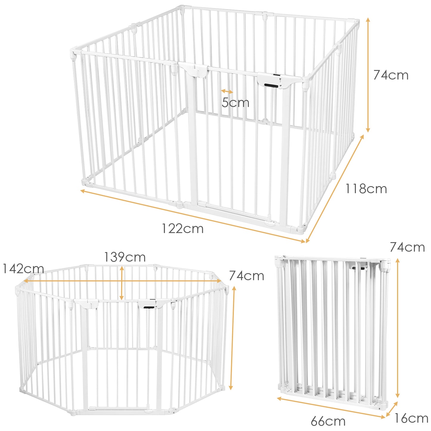 Topbuy 8-Panel Baby Safety Playards Foldable Playpen for Baby & Pet White/Black