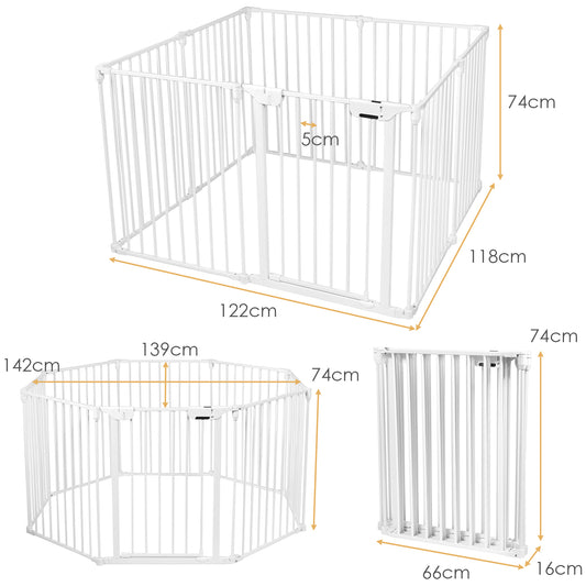 Topbuy 8-Panel Baby Safety Playards Foldable Playpen for Baby & Pet White/Black