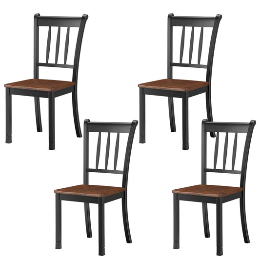 Topbuy Dining Chair Armless Wooden Back Kitchen Restaurant Side Chair Set of 4, Black