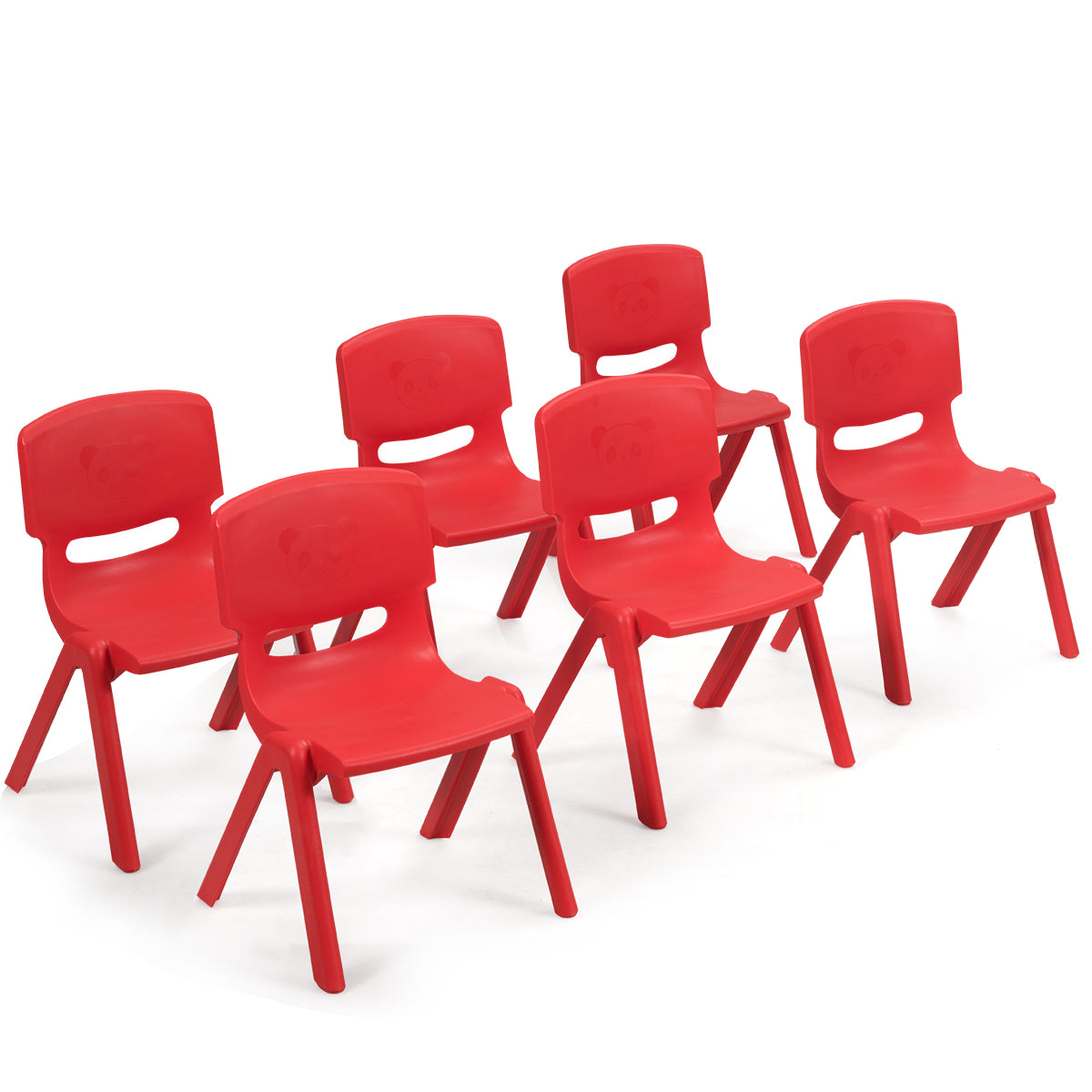 Topbuy 6-Piece Plastic Kids Chair Modern Stackable Learning Chairs Blue/Red