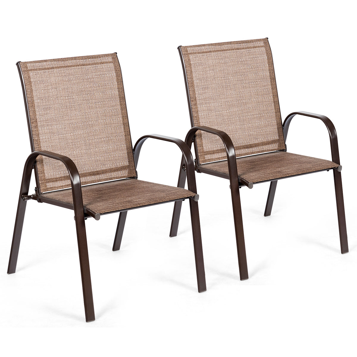 Patiojoy 2-Piece Patio Chairs Camping Garden Chairs with Armrest &Backrest Coffee/Brown/Black/Mix Gray