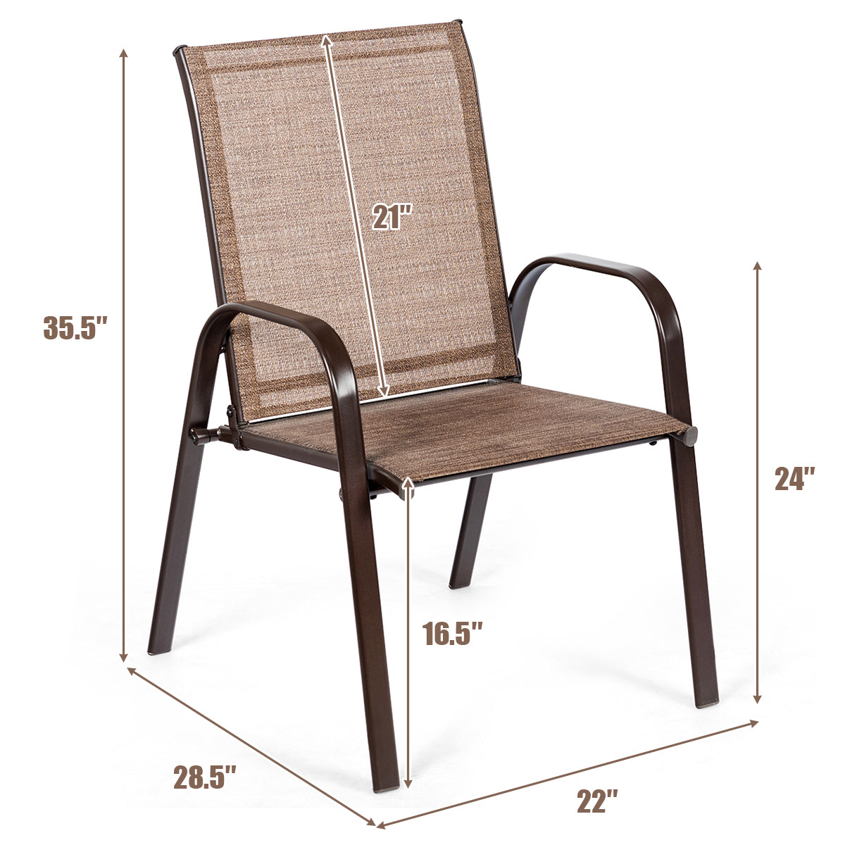 Patiojoy 4-Piece Patio Chairs Camping Garden Chairs with Armrest &Backrest Brown/Coffee/Black/Mix Gray