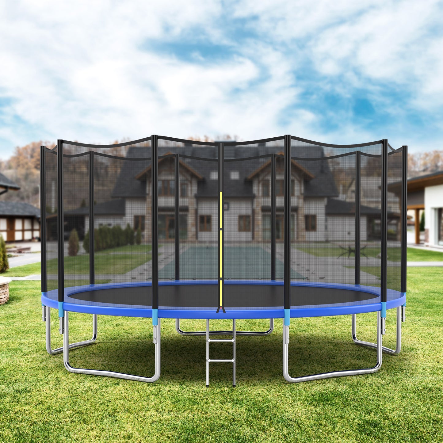 Topbuy 15 FT Recreational Trampoline Combo Bounce Jump Bed with Safety Enclosure Net