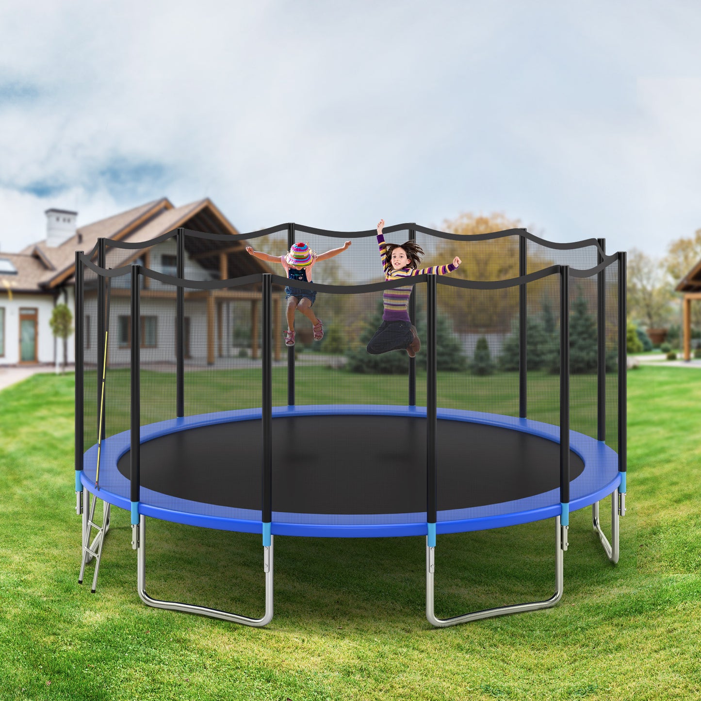 Topbuy 16 FT Recreational Trampoline Combo Bounce Jump Bed with Safety Enclosure Net