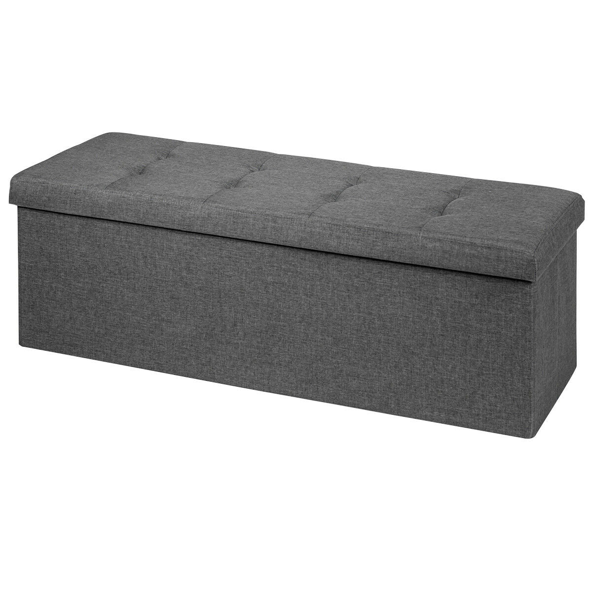 Topbuy Navy/Drak Grey/Light Grey storage Ottoman Fabric Folding Storage Chest with Divider Bed End Bench