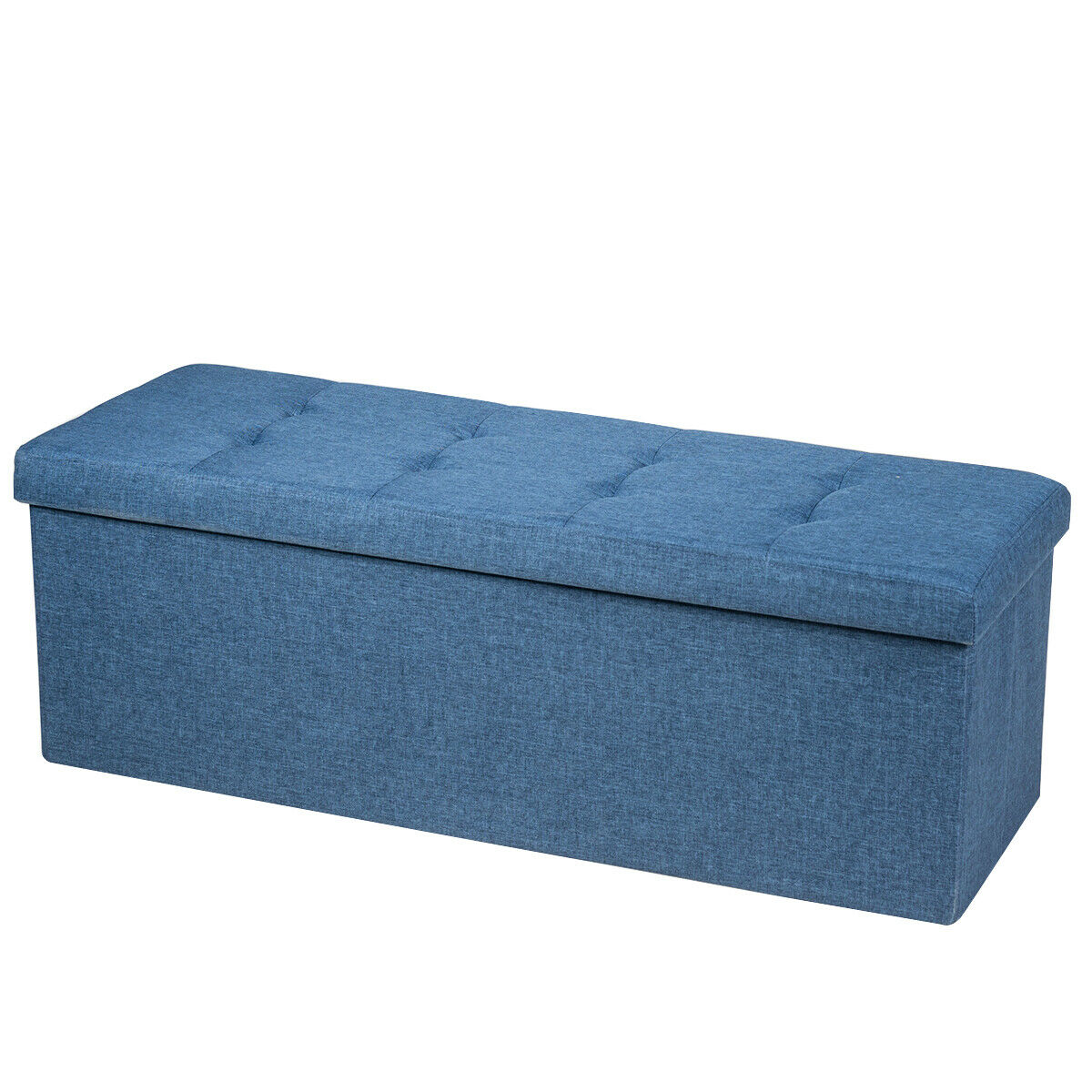 Topbuy Navy/Drak Grey/Light Grey storage Ottoman Fabric Folding Storage Chest with Divider Bed End Bench