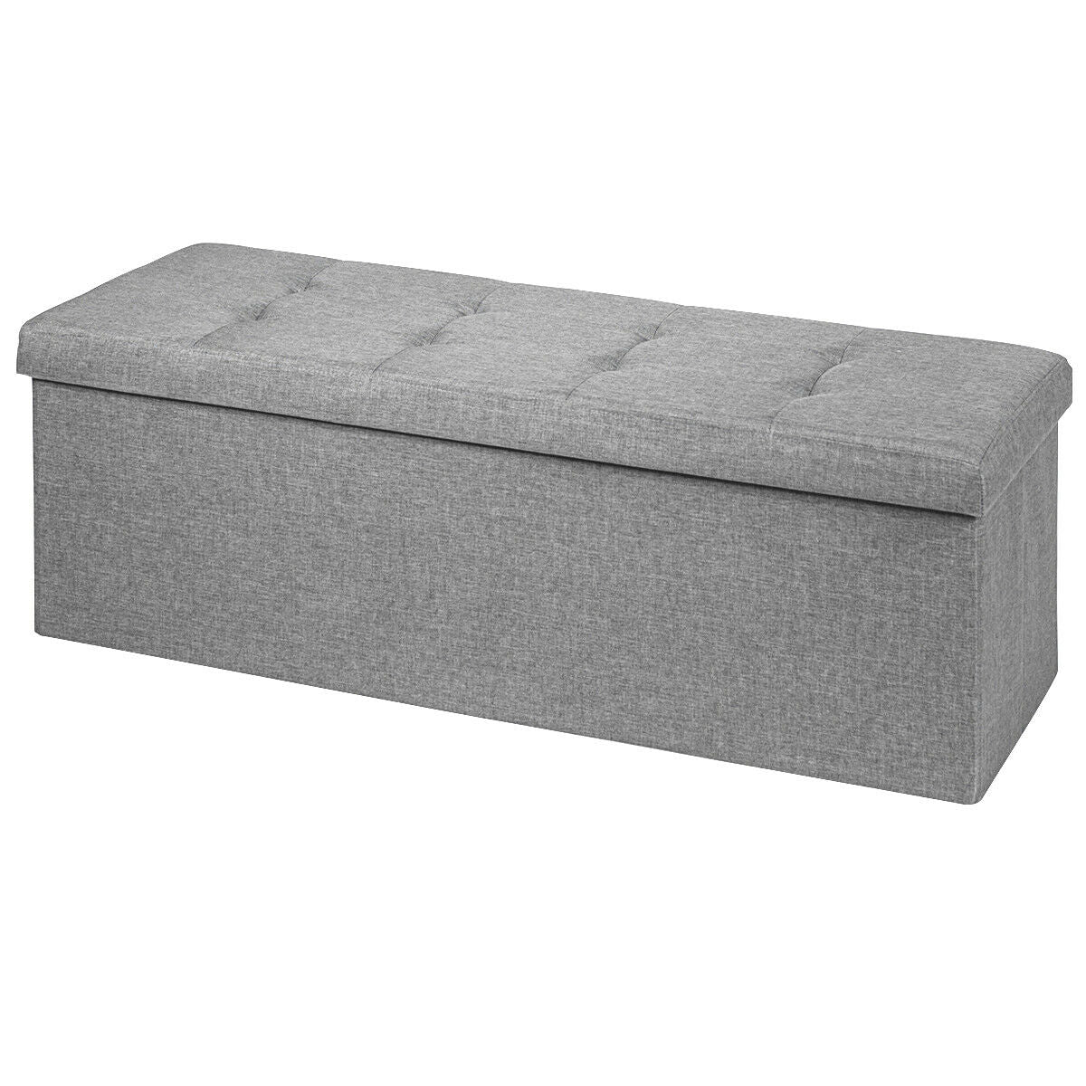 Topbuy Navy/Drak Grey/Light Grey storage Ottoman Fabric Folding Storage Chest with Divider Bed End Bench