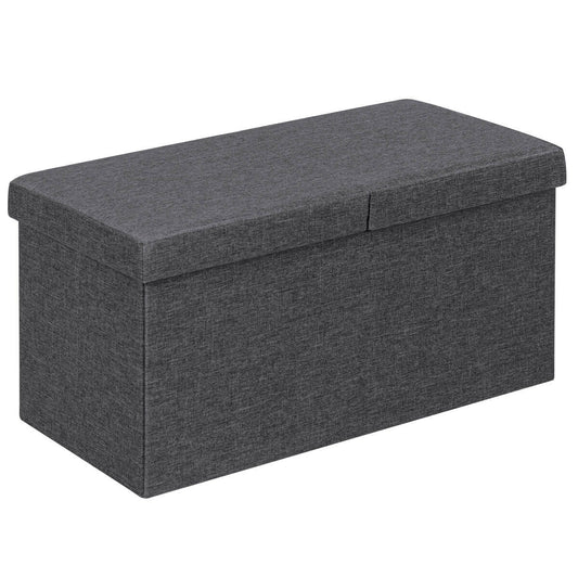 Topbuy Dark Grey 30'' Storage Folding Ottoman with Lift Top Bed End Bench 80L Storage Space