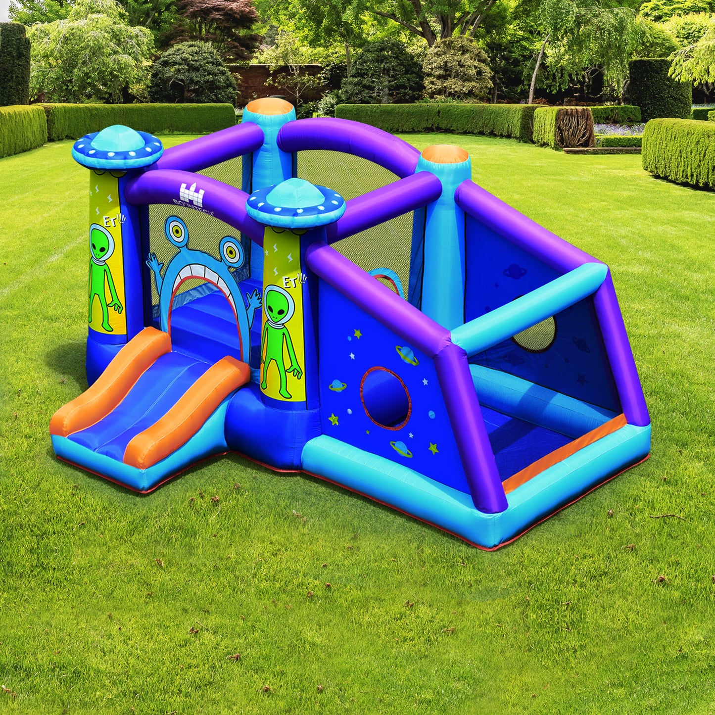 Topbuy Alien Bounce House Kids Jump Slide Ball Pit Inflatable Bouncer Without Blower