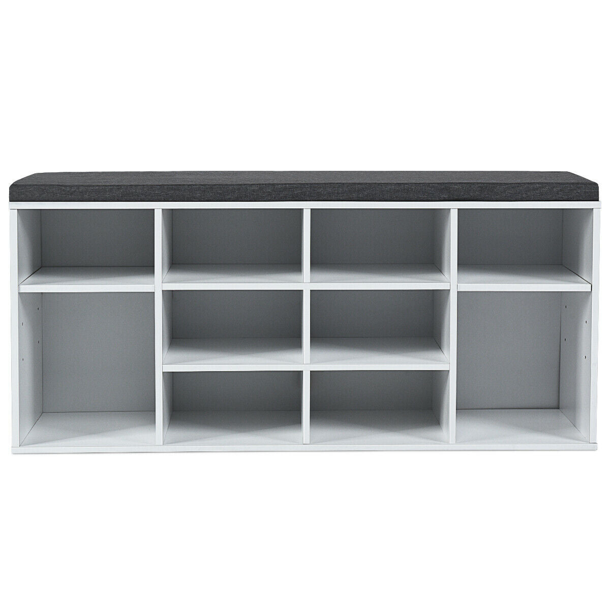 Topbuy Adjustable 10-Cube Organizer Bench Entryway Padded Shoe Storage Bench Black/Grey/White