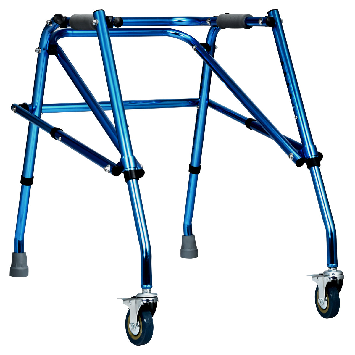 Topbuy Adjustable Walker Folding Small Aluminum Walker With Wheel for Seniors And Children Blue/Sliver