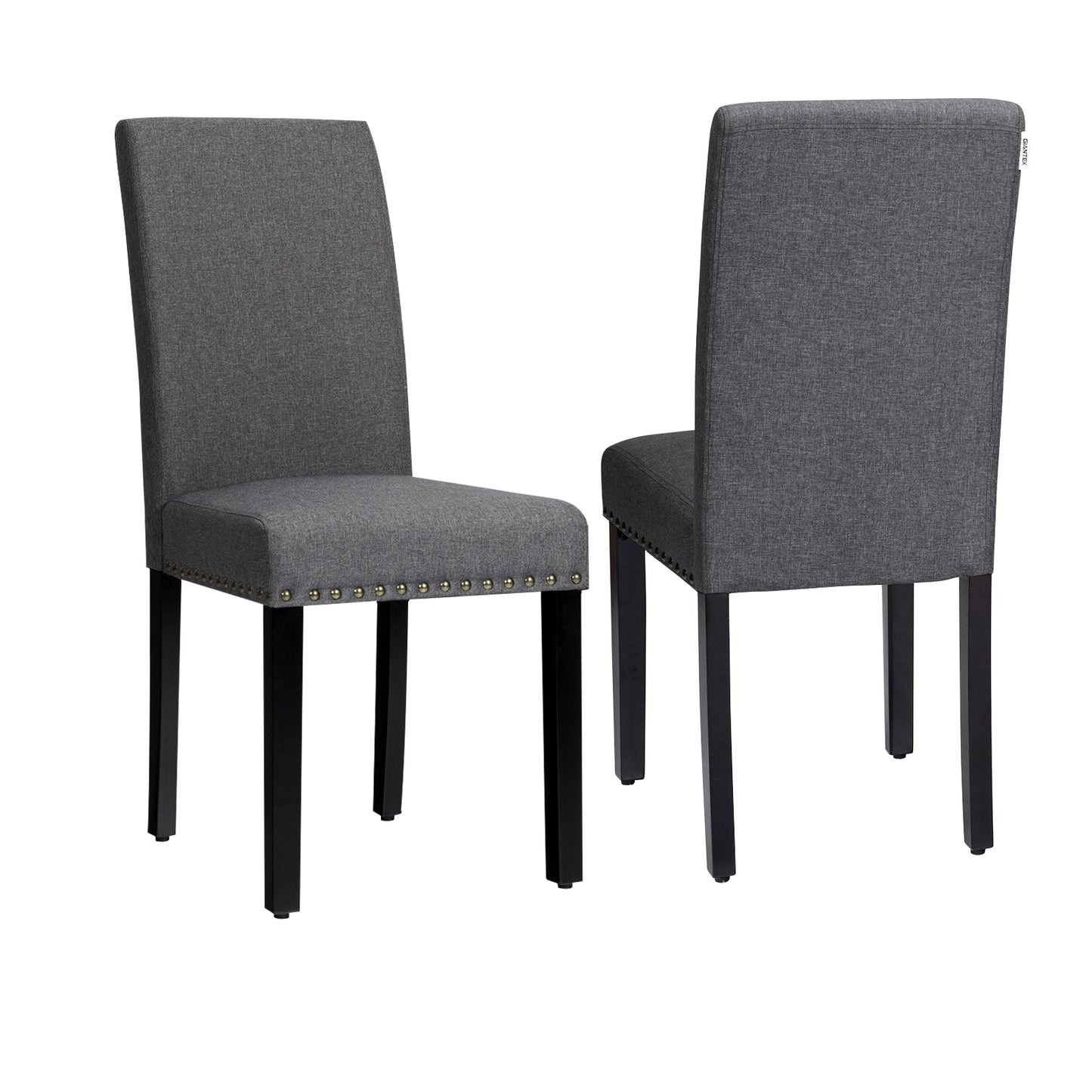 Topbuy 2-Piece Upholstered Linen Fabric Dining Chairs with High Backrest & Padded Seat Dark Grey/Light Sage/Light Grey/Blue