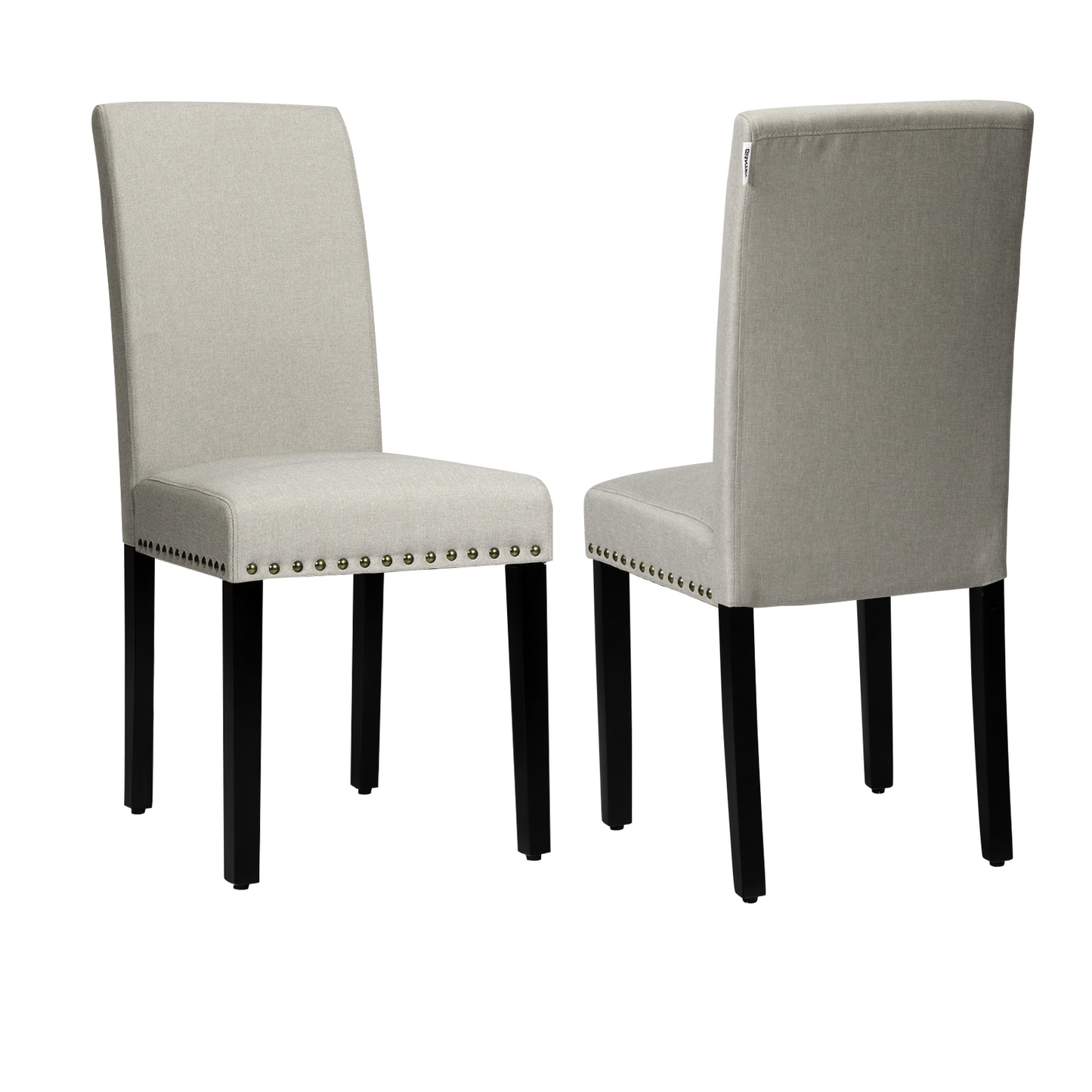 Topbuy 2-Piece Upholstered Linen Fabric Dining Chairs with High Backrest & Padded Seat Dark Grey/Light Sage/Light Grey/Blue