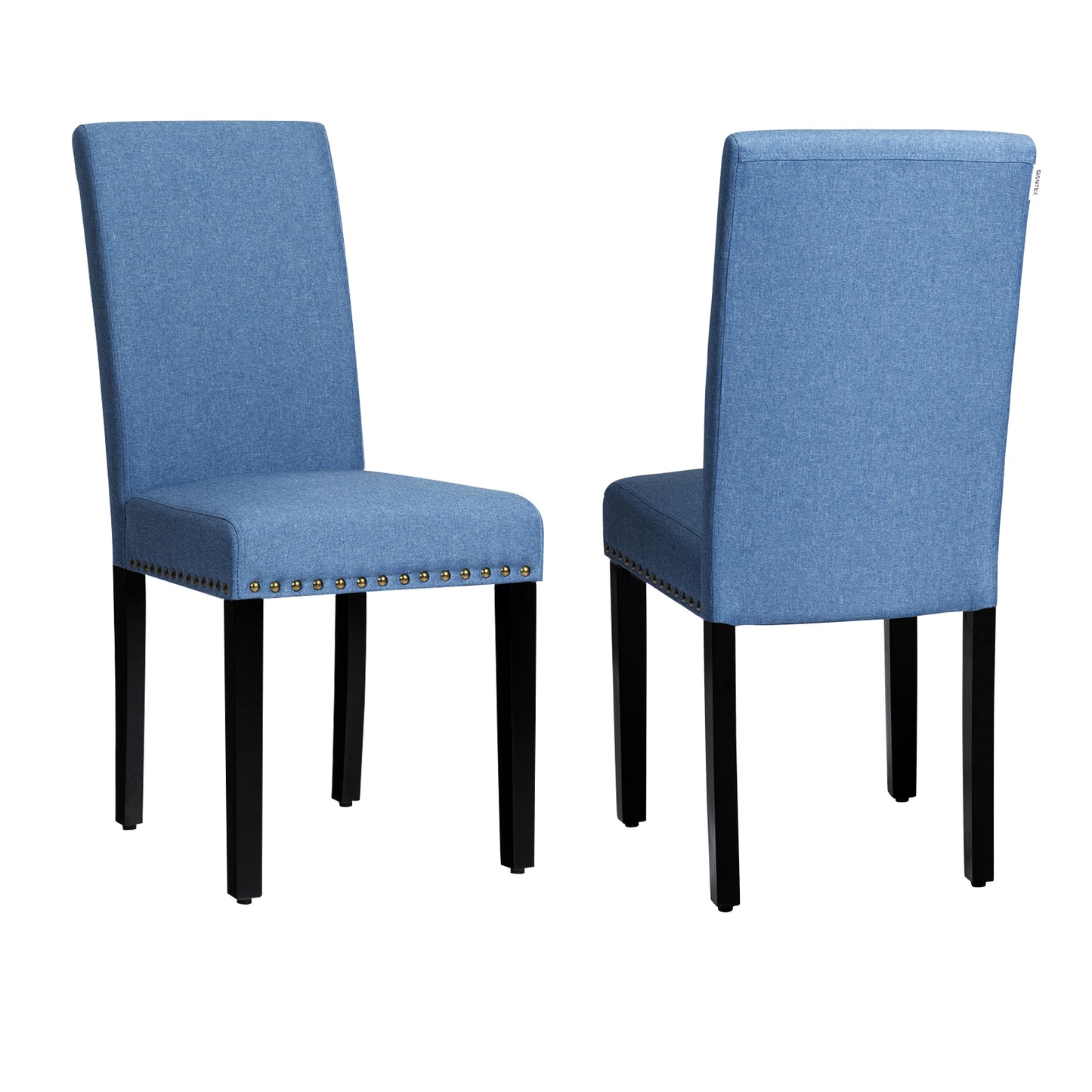 Topbuy 2-Piece Upholstered Linen Fabric Dining Chairs with High Backrest & Padded Seat Dark Grey/Light Sage/Light Grey/Blue