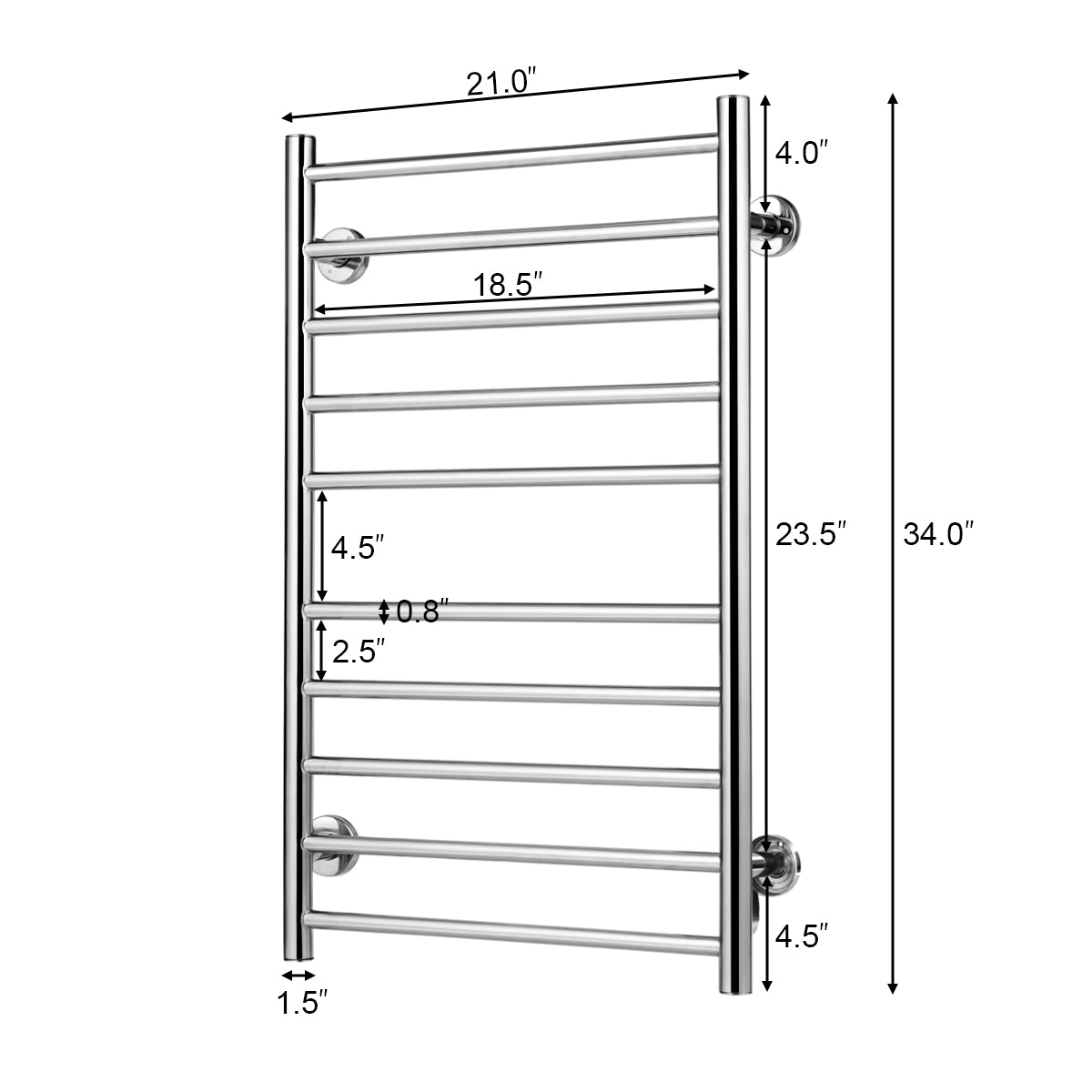 Topbuy 10-Bar Electric Towel Warmer Wall Mounted Towel Rail Rack