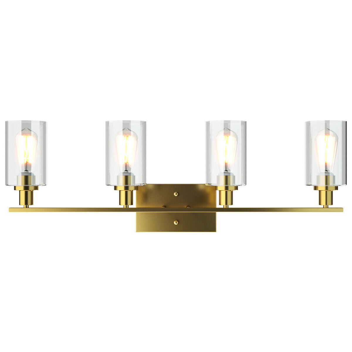 Topbuy Bathroom Vanity Light Modern Wall 4-Light  Sconce Fixtures W/ Clear Glass Shade Golden/Silver