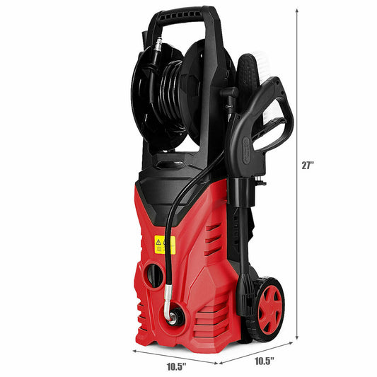 Topbuy 2030PSI Electric Pressure Washer Cleaner with Hose Reel Blue/Red