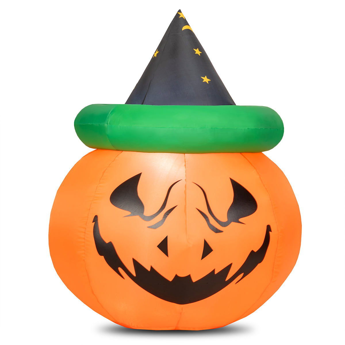 Topbuy Halloween Decoration 4 Ft Blow-up Inflatable Pumpkin With Witch Hat LED Bulbs Yard