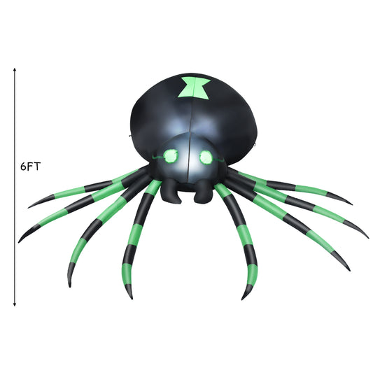 Topbuy Halloween Decoration 6FT Inflatable Blow-Up Spider With LED Lights Outdoor Yard