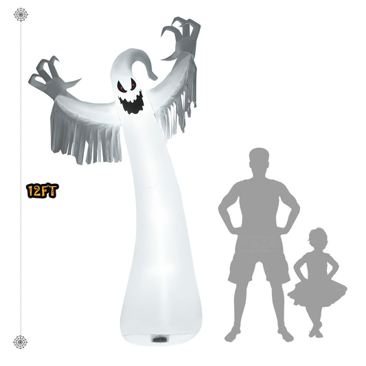 Topbuy Halloween Decoration 12FT Inflatable Blow Up Ghost With LED Lights Outdoor Yard