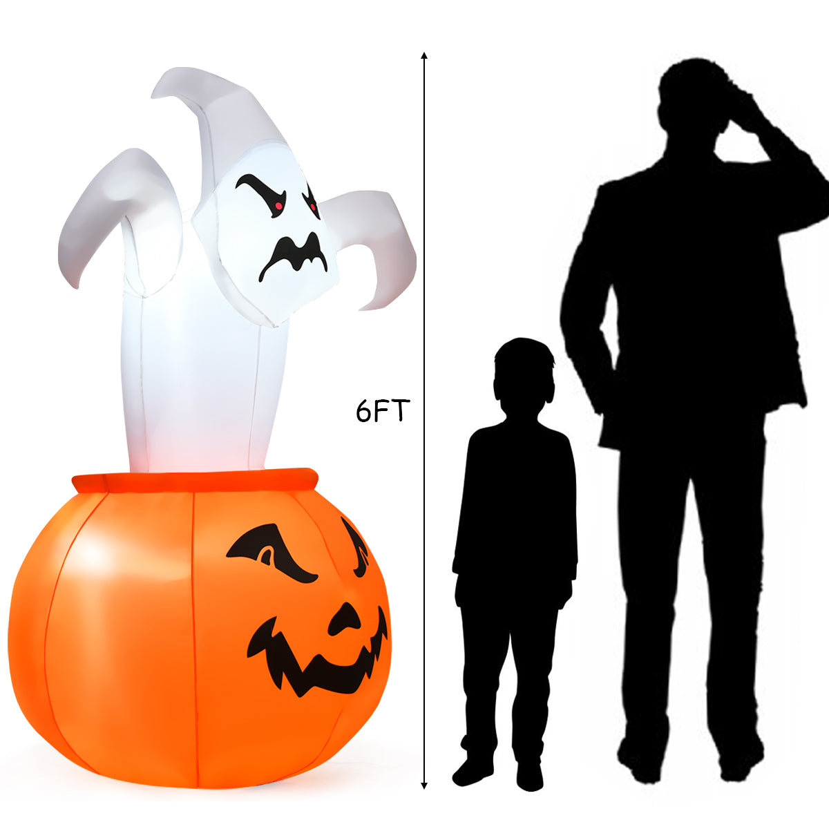 Topbuy Halloween Decoration 6 FT Blow-up Inflatable Ghost in Pumpkin W/ LED Bulbs Yard